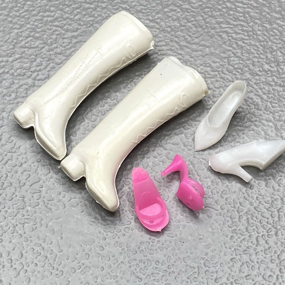Barbie Lace-Up Boots Shoes Heels Clone Vintage 60s 70s Open Closed Toe White